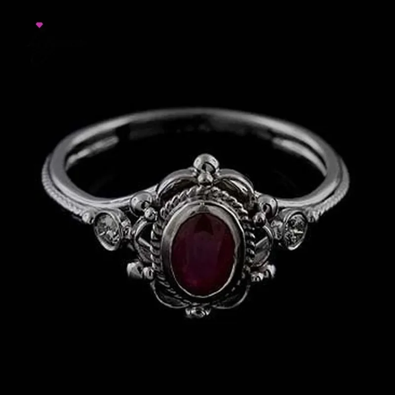 

Engagement Proposal Ring Ruby Thai Silver 925 Silver Gemstone Rings Retro Women Men Anniversary Wedding Gift Jewelry Wholesale