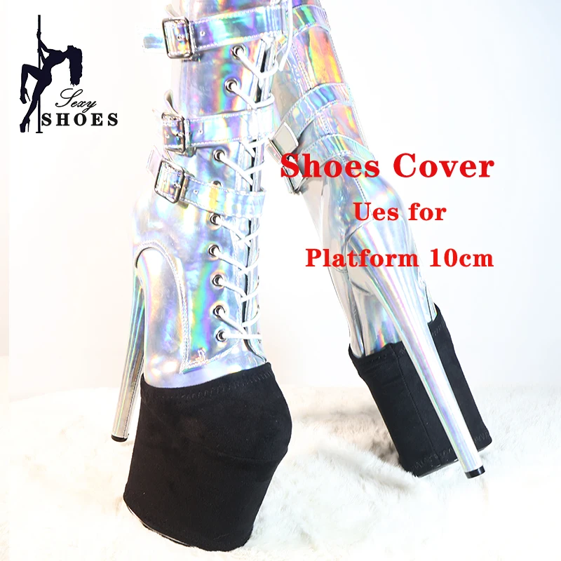Platform Shoes Covers Black Suede High Heels Durable Shoes Cover 15cm 17cm 20cm 23cm 26cm Boots Training Shoes Protector Cover