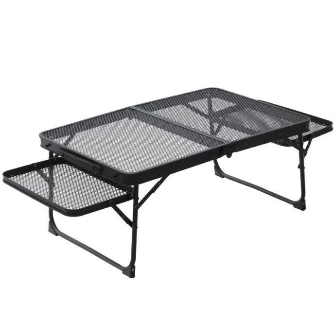 

outdoor aluminum alloy mesh folding table, double-layer camping table, portable barbecue table, trav