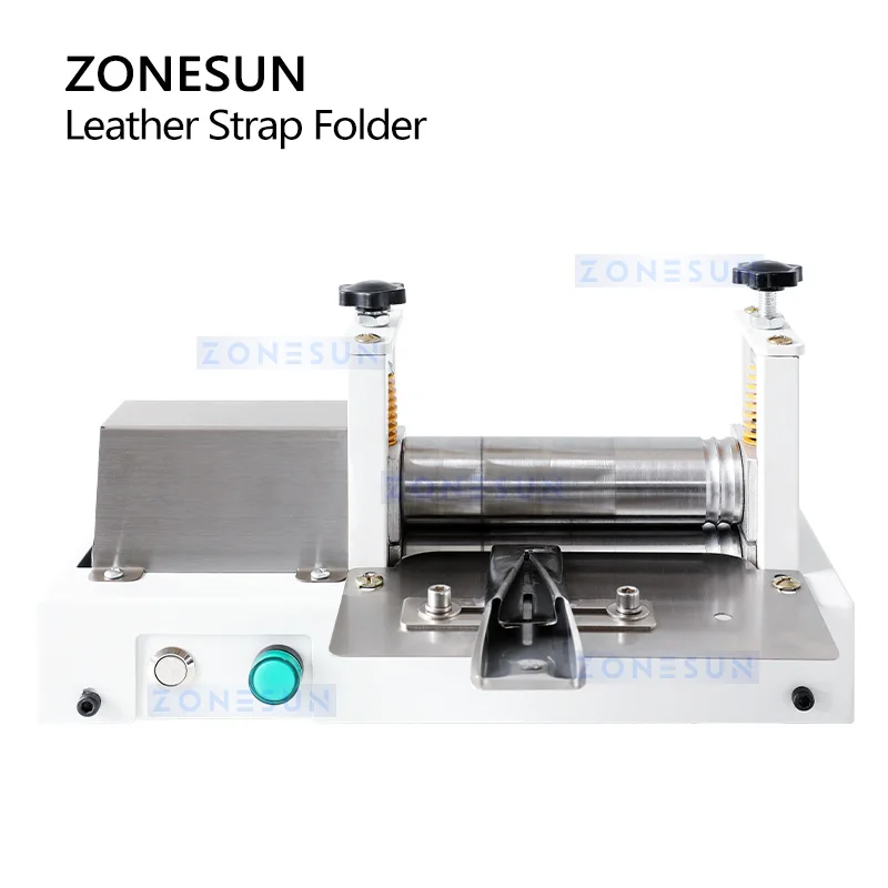 ZONESUN ZS-LSF2 어깨 스트랩 가죽 라미네이팅 접이식 기계, 가장자리 씰링 기계, 수동 가죽 벨트 롤링 기계