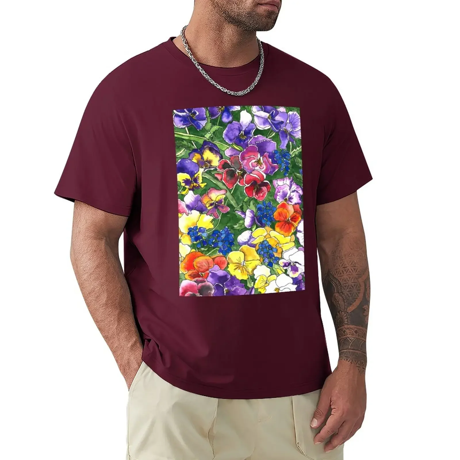 

Pansies T-Shirt plain t-shirt sweat shirts sports fan t-shirts men clothes