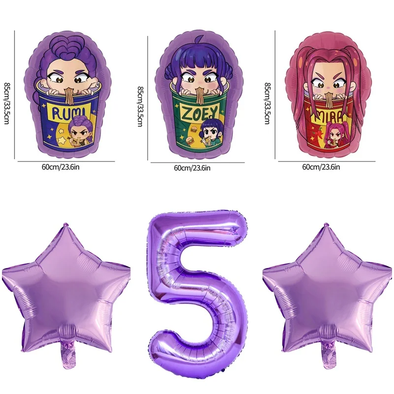 Ballons D'anniversaire Kpop Demon Huntrix – Lot De 20 Ballons En Latex – Décoration Fête Enfant – Animé Et Coloré