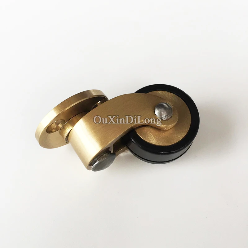 HOT 4PCS 1'' Solid Brass+Rubber Silent Casters Wheels Table Chair Sofa Bar Piano Furniture Casters 360° Swivel Furniture Rollers