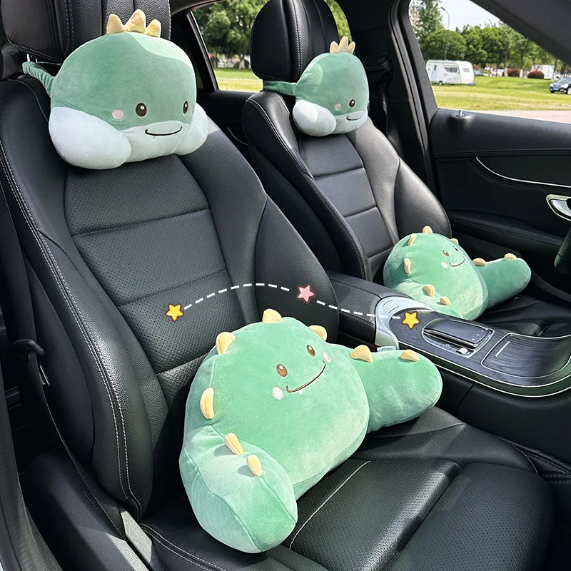 

New Cartoon Headrest Pillow Cute Headrest Plush Cartoon Animal Car Lumbar Support Pillow Creative Car Neck Pillow Accessories
