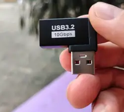 Right Angle USB 3.0 Extension Adapter with 10Gbps Data Transfer (Side Curved Front)