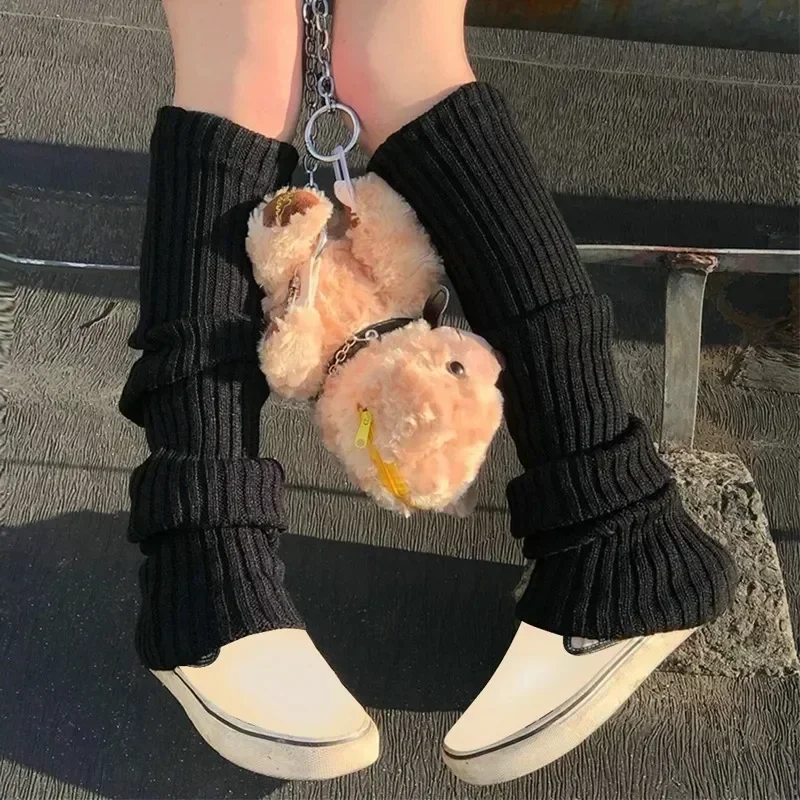 

Foot Heap Socks Punk Gothic Lolita Y2k Boot Winter Knitted Leg Warmers Cover Japanese Women Long White Crochet Cuffs