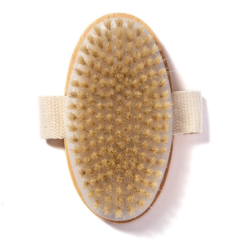1PC Natural Bristle Brush Wet Dry Skin Body Bath Brush Exfoliating Cleansing Scrubber Brush Body Manual SPA Shower Gentle Massag