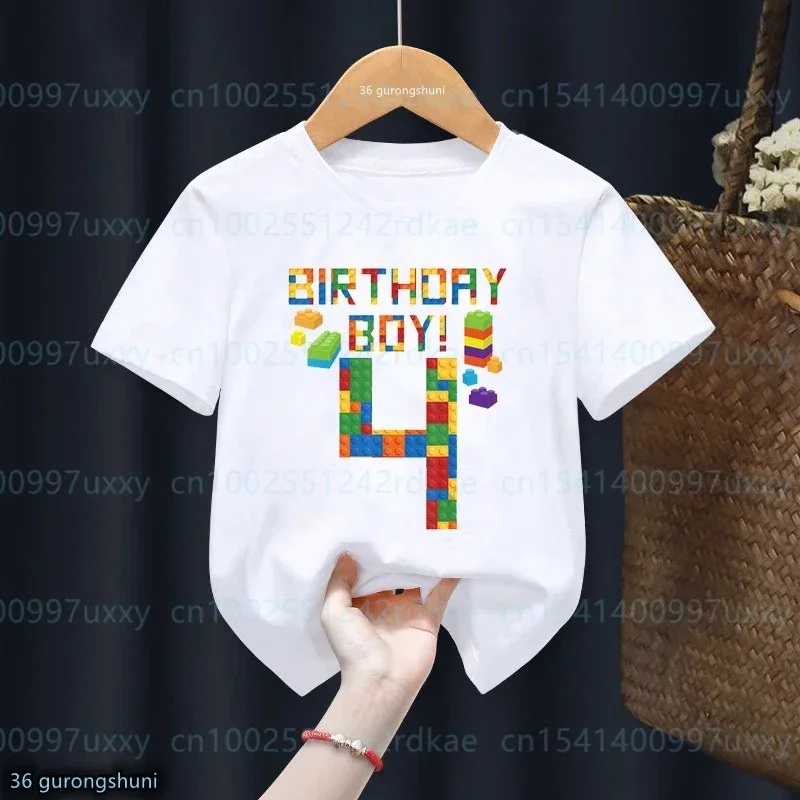 Kawaii Kids 4-9th Birthday Master Builder Block Building Boys Tshirt Birthday Party Dress Cute Children Tshirt Boys Shirt Top 2