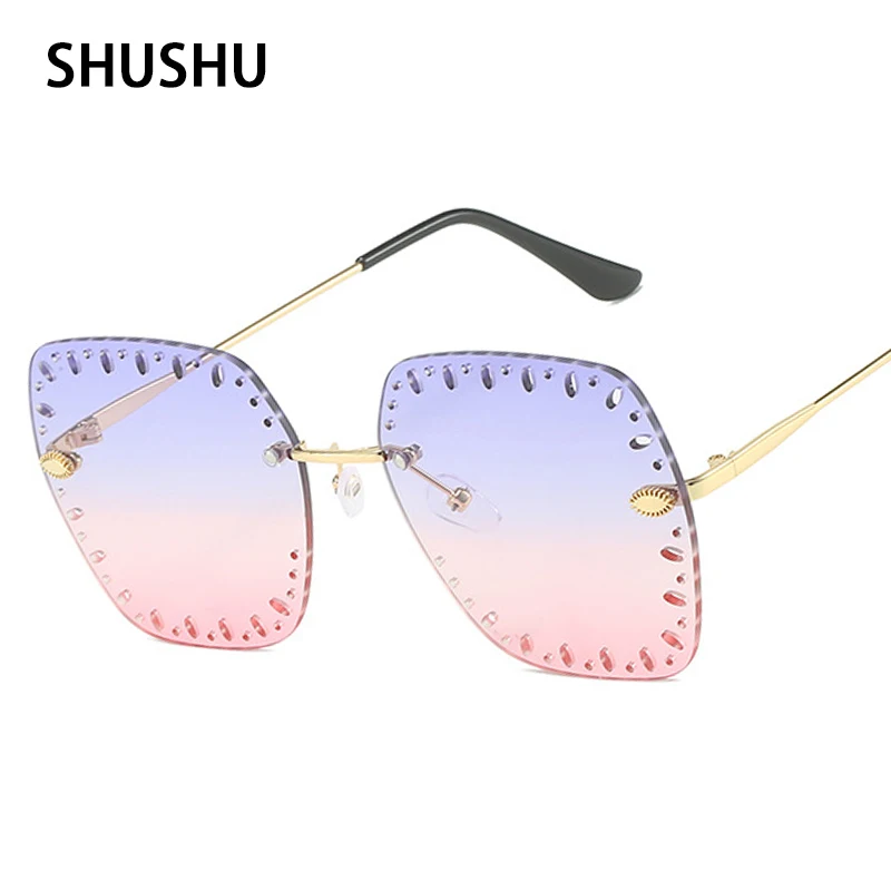 

Модные женские солнцезащитные очки A107 без оправы с отверстиями, модные брендовые дизайнерские солнцезащитные очки с рисовыми гвоздиками, солнцезащитные очки для девушек