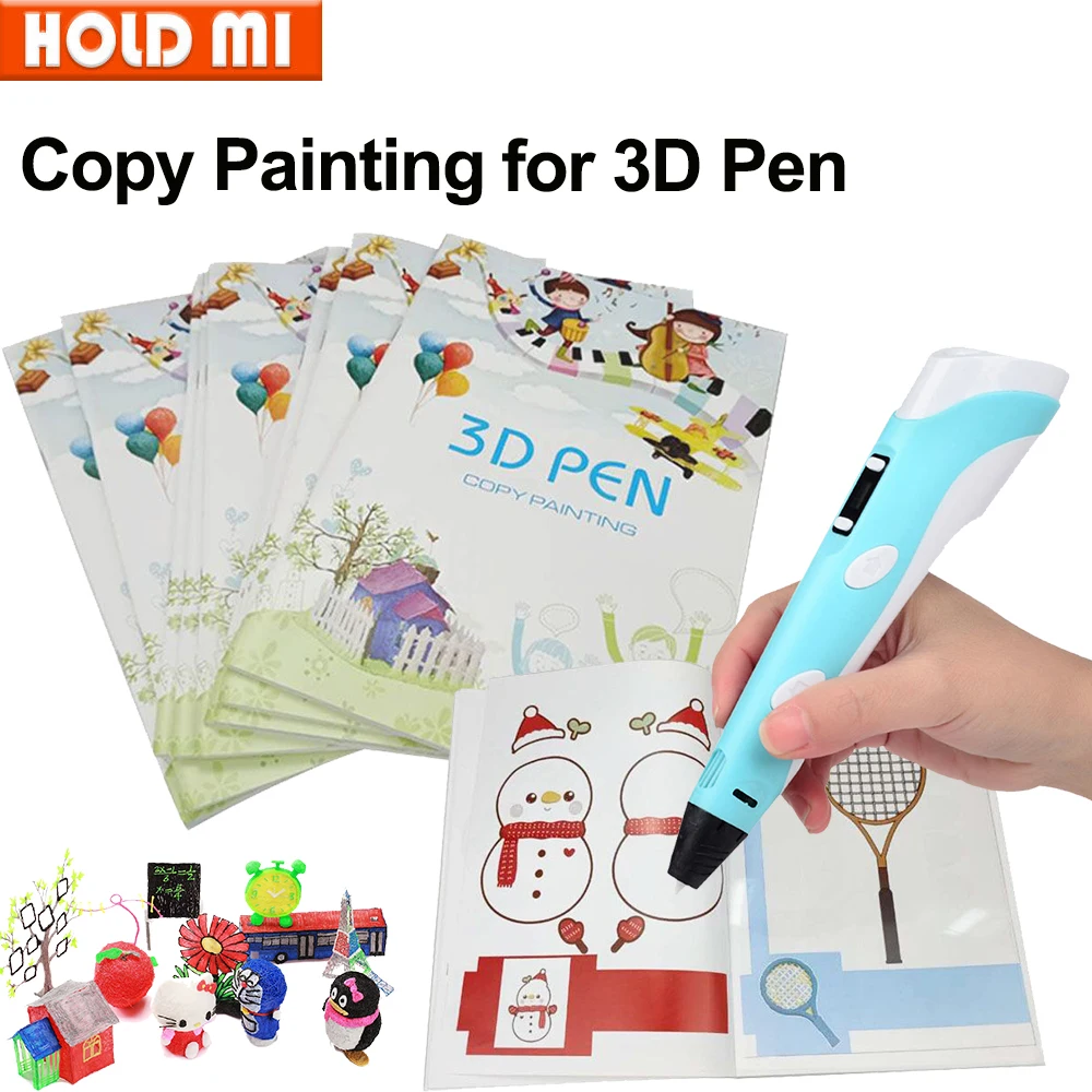 Libro da disegno per penna da stampa 3D riutilizzabile colorata 40 8 modelli di carta spessa modello di pittura con piastra trasparente per penna 3D regali per bambini