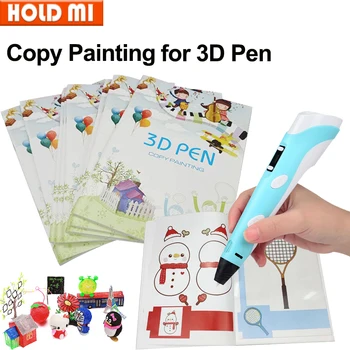 Libro da disegno per penna da stampa 3D riutilizzabile colorata 40 8 modelli di carta spessa modello di pittura con piastra trasparente per penna 3D regali per bambini