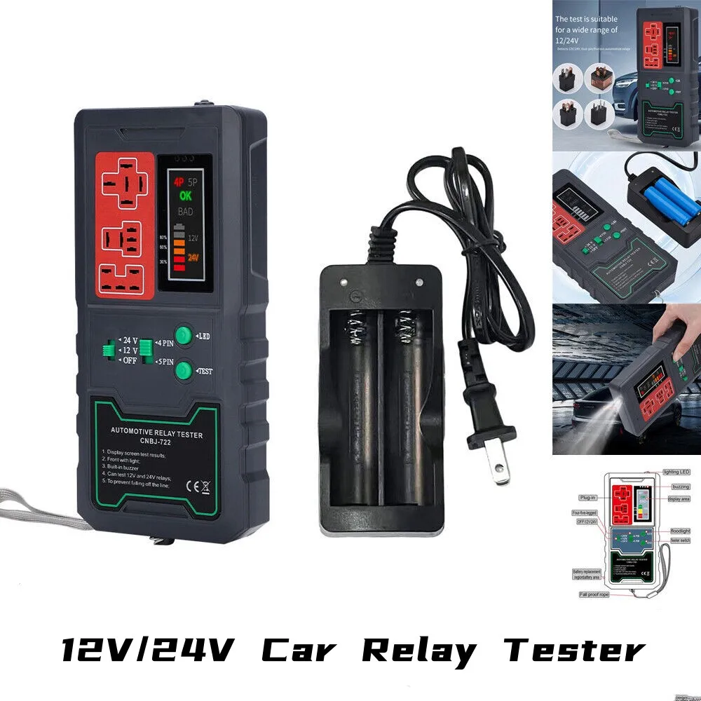 12V24VBatteryTesterRelayAnalyzerAlternatorCheckerVehicle