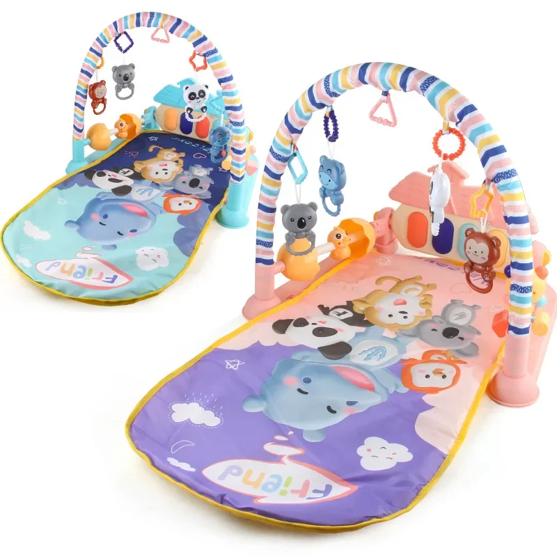 Baby Gym Game Pad Musical Activity Center Kick Play Piano Gym Tummy Time Padded Mat for Newborn Toddler Infant Baby Activity