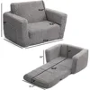 2-in-1 Flip Out Cuddly Sherpa Toddler Couch, Convertible Sofa to Lounger, Grey 3