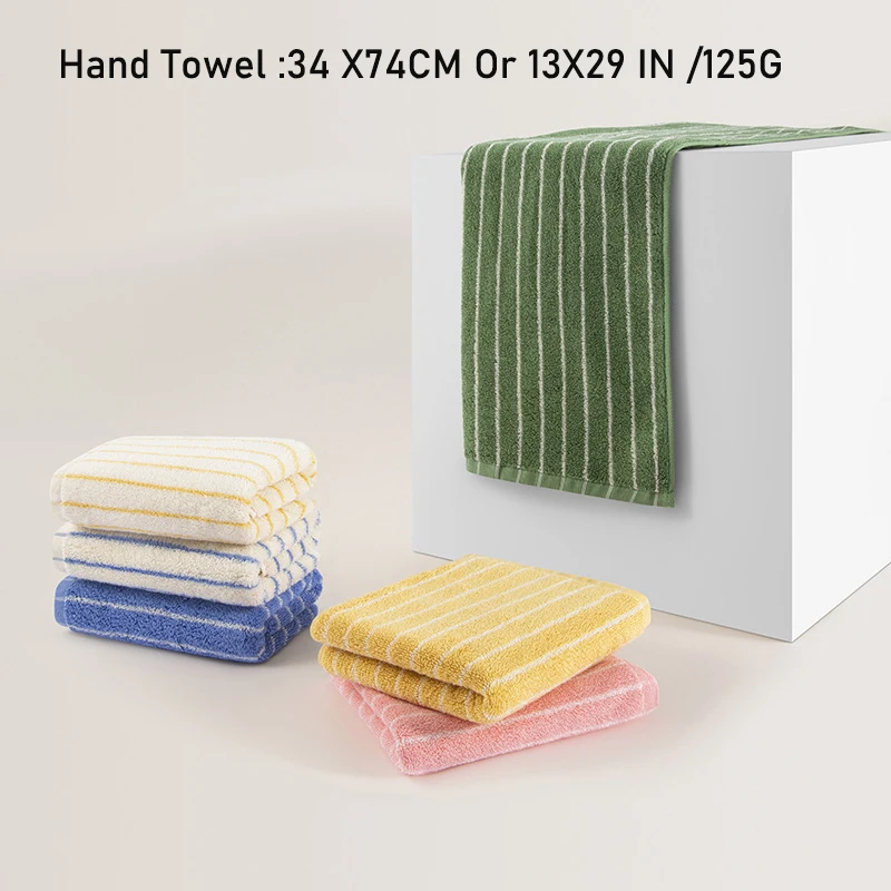 70x140cm Adult 2 Bath Towel 2 34x74cm Kids Hand Towel Cotton Super Absorbent Striped Blue Bathroom Towels Set Bath Towels Cotton Towel