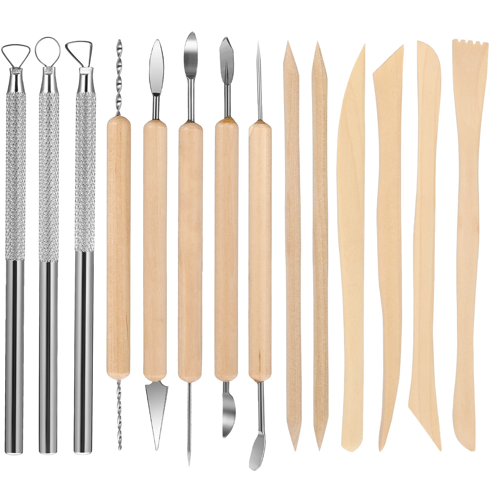 

clay tools sculpting set pottery polymer ceramic tool modeling- Pottery Tools Wooden Premium Professional 14- in- 1 Sculpture