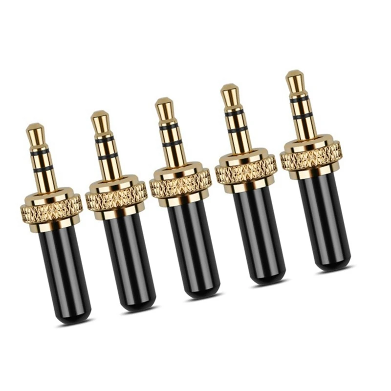5Pcs 3.5Mm Plugs Metal Connector Mini 3.5Mm Screw Lock Stereo Jack Plug With M6 Internal Thread
