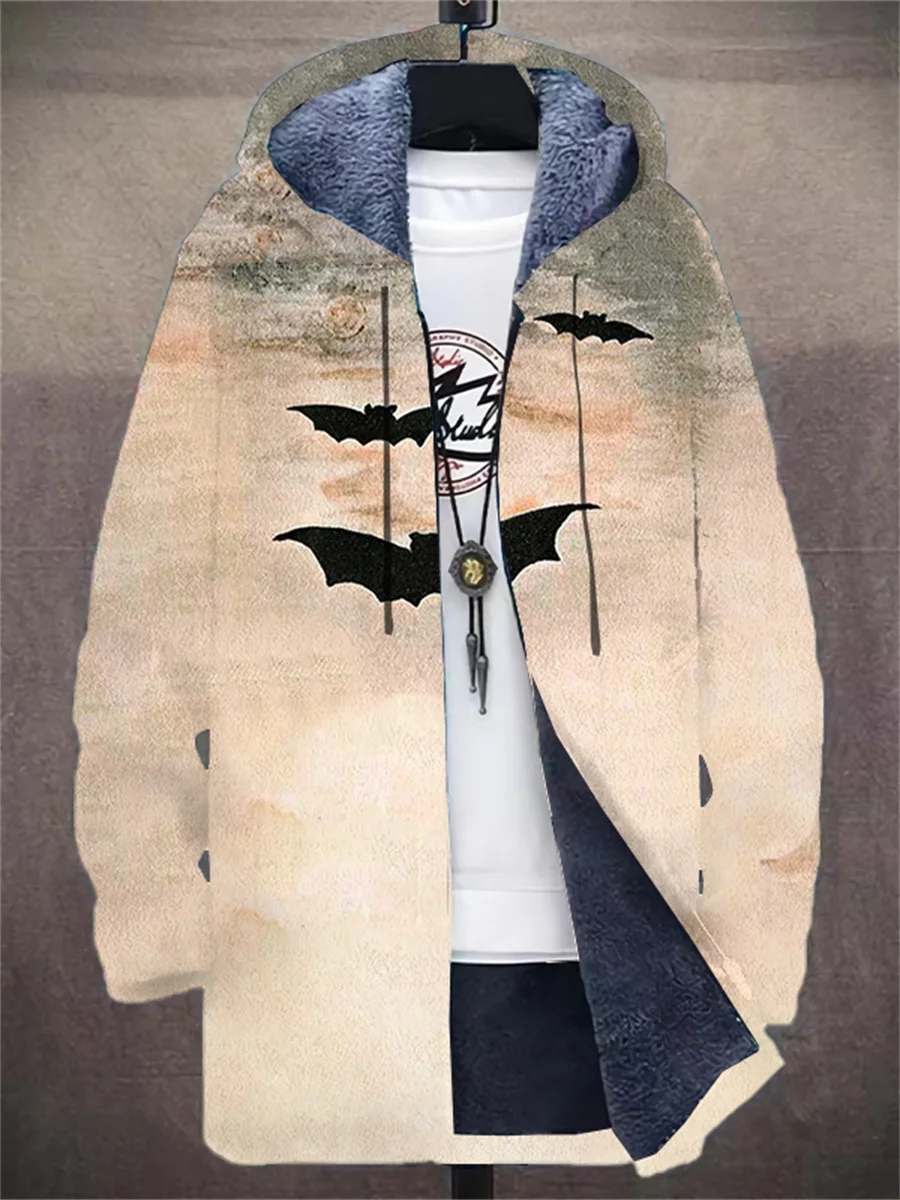 2023 new autumn and winter men's coat warm fleece hooded sweatshirt animal series daily zipper sports casual jacket