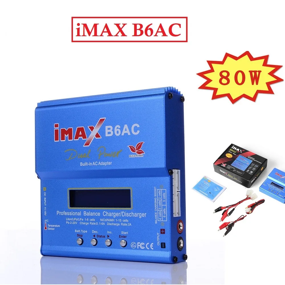 Imax B6Ac Rc Charger 80W B6Ac 6A Balance Charger Schermo Lcd Digitale Li-Ion Life Nimh Nicd Scaricatore Caricabatteria Lipo