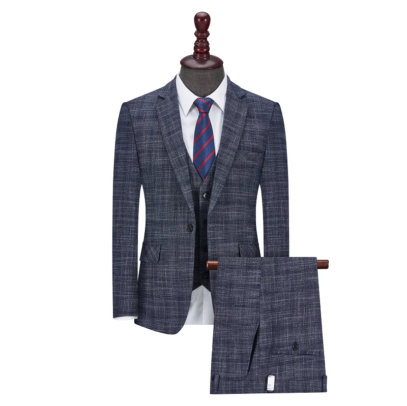 

High Quality (suit + Vest + Trousers) British Style Casual Fashion Business Work Wedding Dress Men's Slim Suit Three-piece Suit