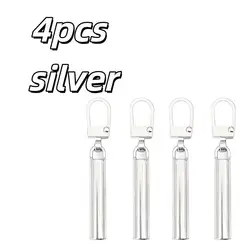 Universal Detachable Metal Zipper Pull Tabs - Set of 4 for Bags & Clothing Replacement (4pcs silver)