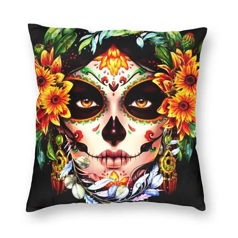 

Мексиканская сахарная Подушка Catrina с рисунком черепа, украшение для Хэллоуина