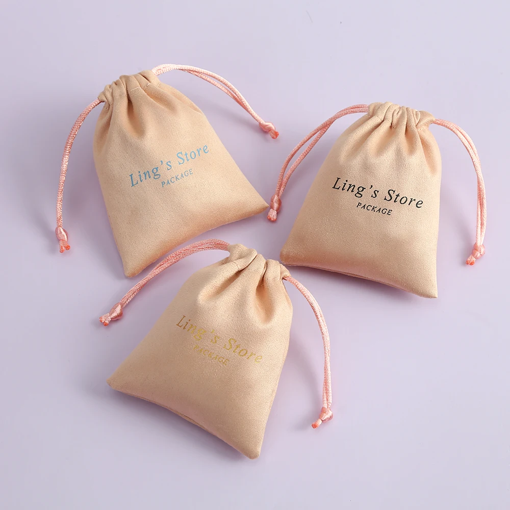 100pcs Luxury Flannel Bag Drawstring Jewelry Packaging Candy Wedding Gifts Pouches Jewelry Pouch for Rings Pendant Custom Logo hot selling flannel bag small jewelry packaging drawstring pocket mobile power earphone storage bag flannel jewelry storage bag