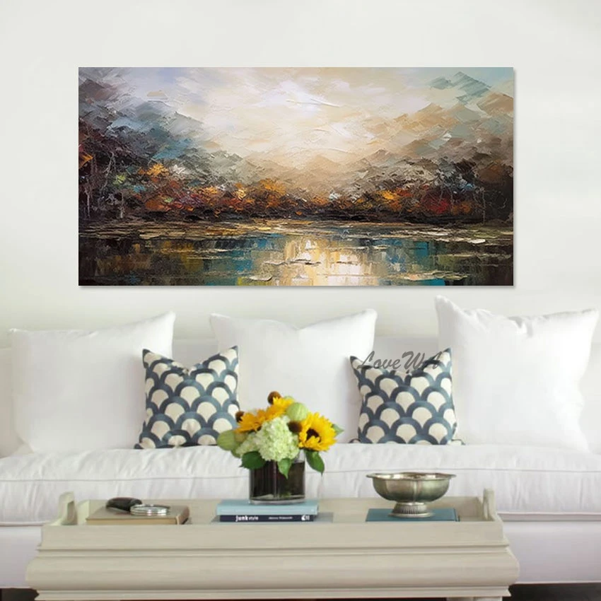 

Simple Design Landscape Canvas Painting Luxury Living Room Decor Frameless 3d Mountain With Tree Art Abstract Acrylic Picture