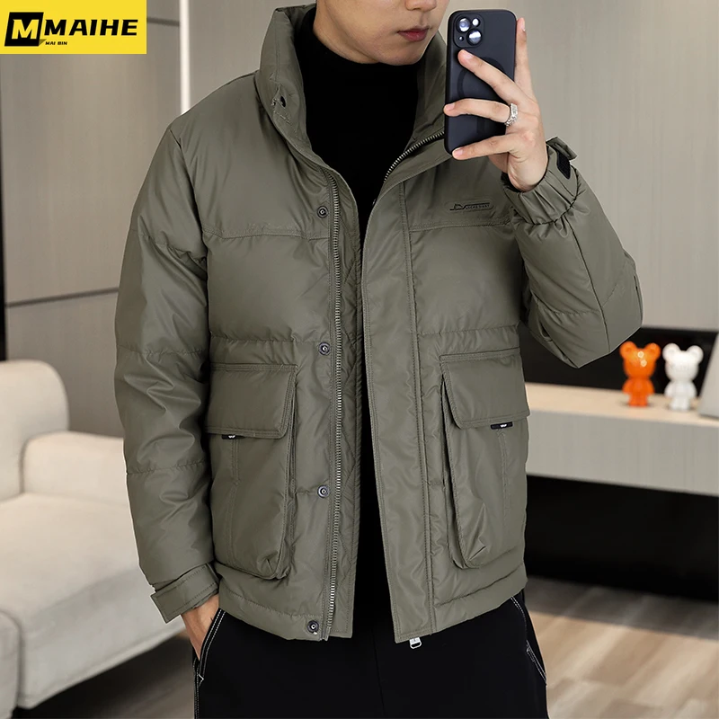 2023 Men's Winter Short Down Jacket High Collar Windproof Casual Warm Lightweight Down Jacket Brand Teenager Fashion Men's Coat