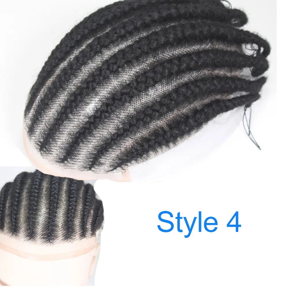 8 Cornrow Braids Afro Braids Male Hair Prosthesis V Eight Strand Braids Toupee for Men and Women Breathable Full Lace Human Hair