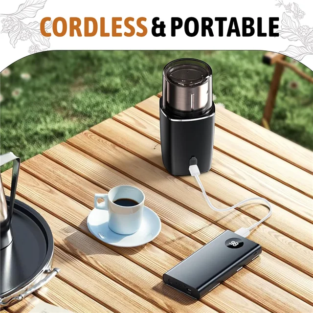 Moulin à café à lame mains libres B64B, moulin à café sans fil, batterie Rechargeable avec bol amovible, pour le Camping, les voyages, Etc. 1