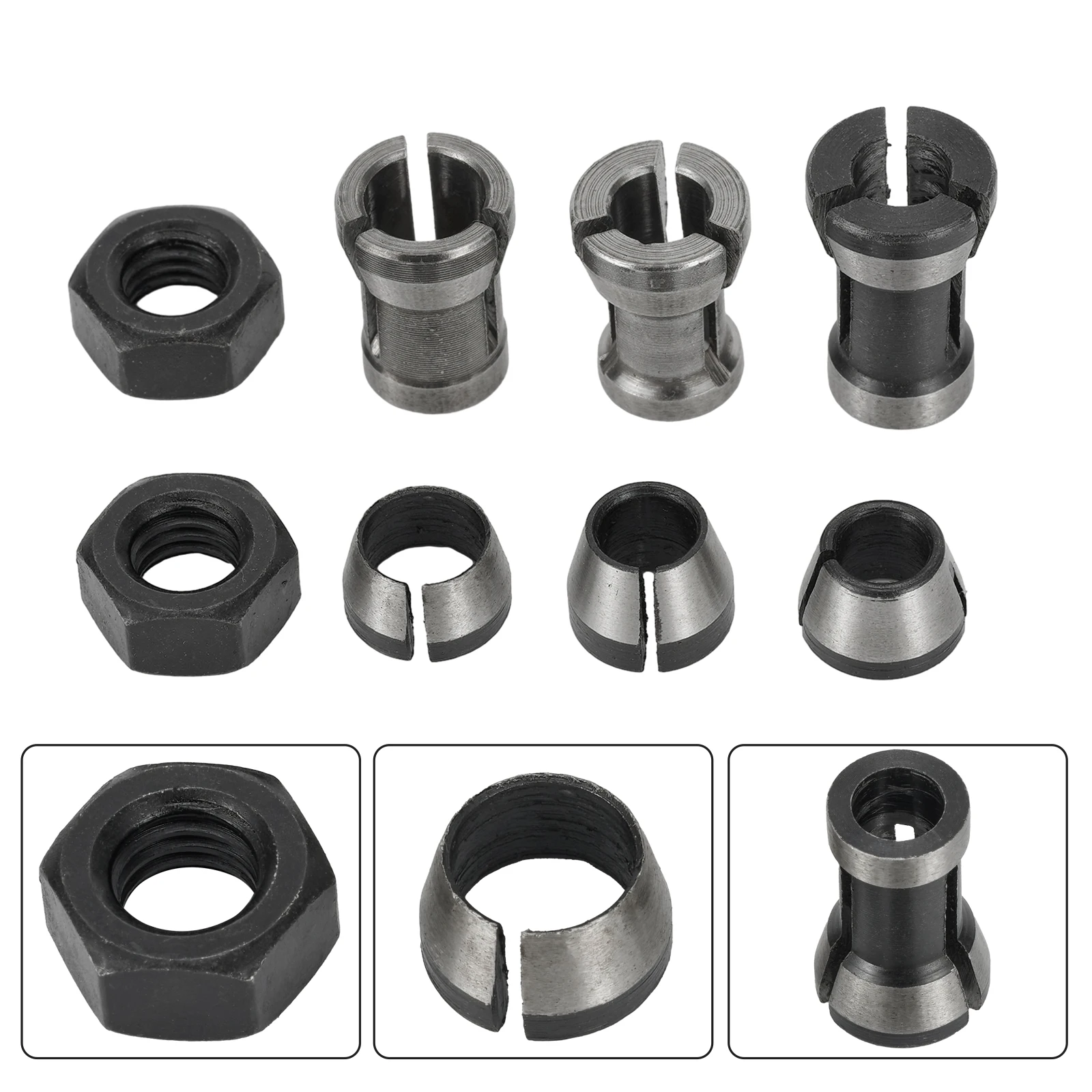 

8pcs Router Bit CNC Collet Chuck Adapter 6/6.35/8mm Engraving Trimming Machine Milling Cutter Woodworking Power Tools Parts