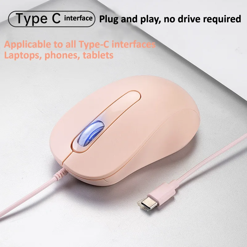 tipo c Wired Gaming Mouse Mouse Óptico Ergonômico Silencioso Rolo Luminoso Colorido Mouse de Computador para pc Laptop Desktop 3d - Imagem 6