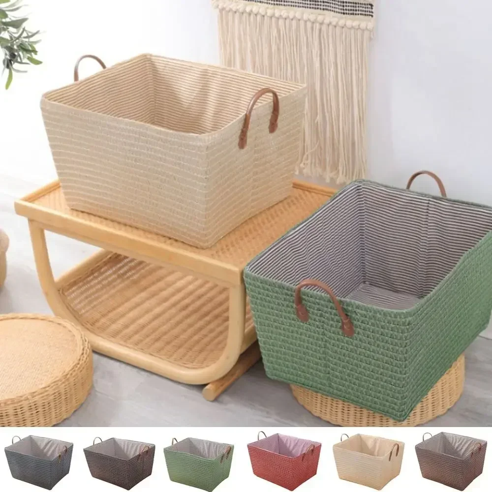 

Space Organizer Saving With Foldable Storage Woven Basket Cosmetic Large Capacity Laundry Dirty Handles Wardrobe