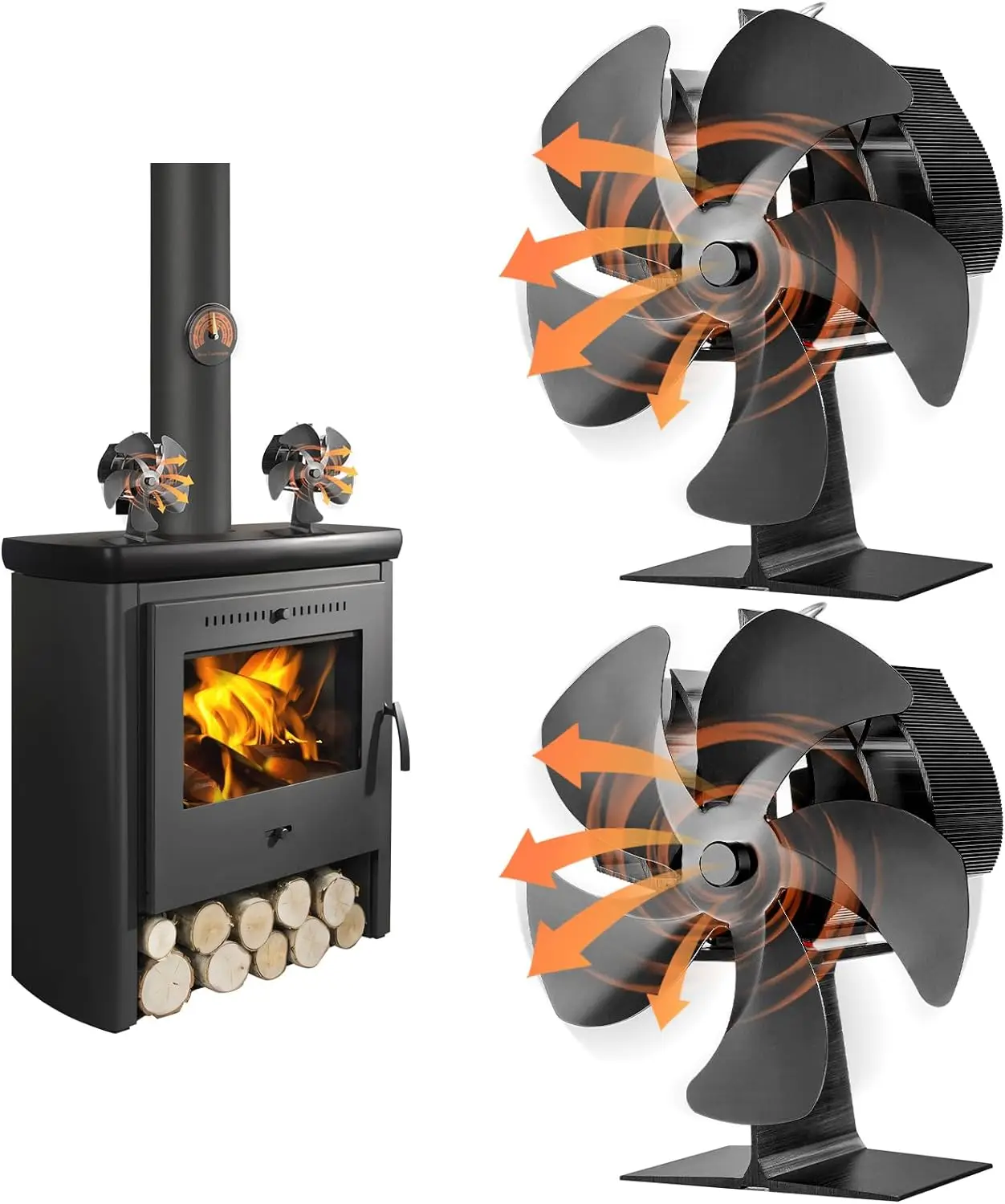 4 Lames Ventilateurs poele thermodynamiques de cheminée pour