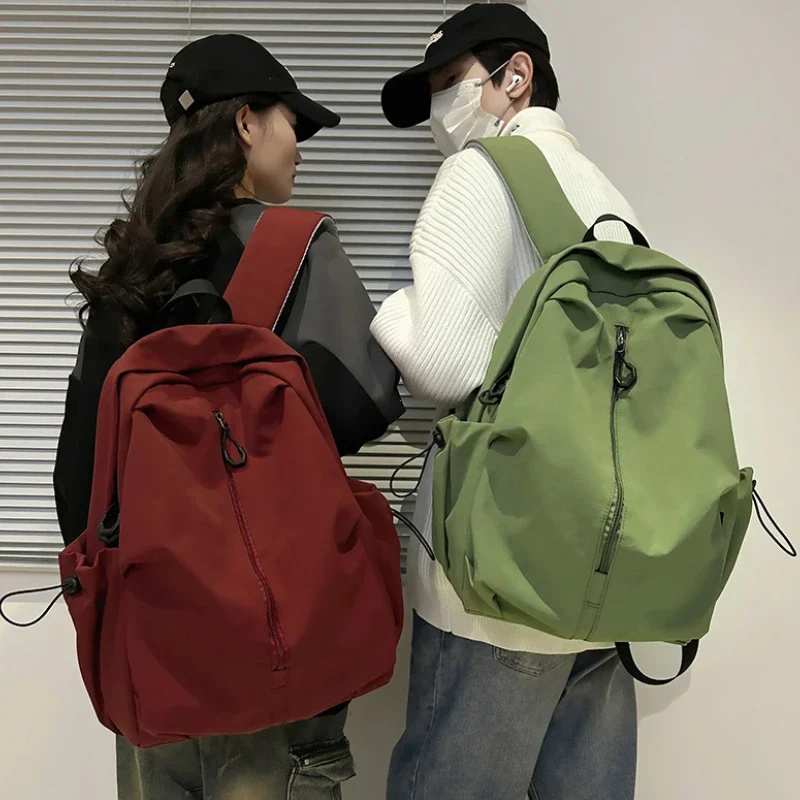 15.6 Inch Nylon Waterproof College Backpack Large Capacity Travel Unisex Laptop Backpacks Simple Design School Bag for Teenagers