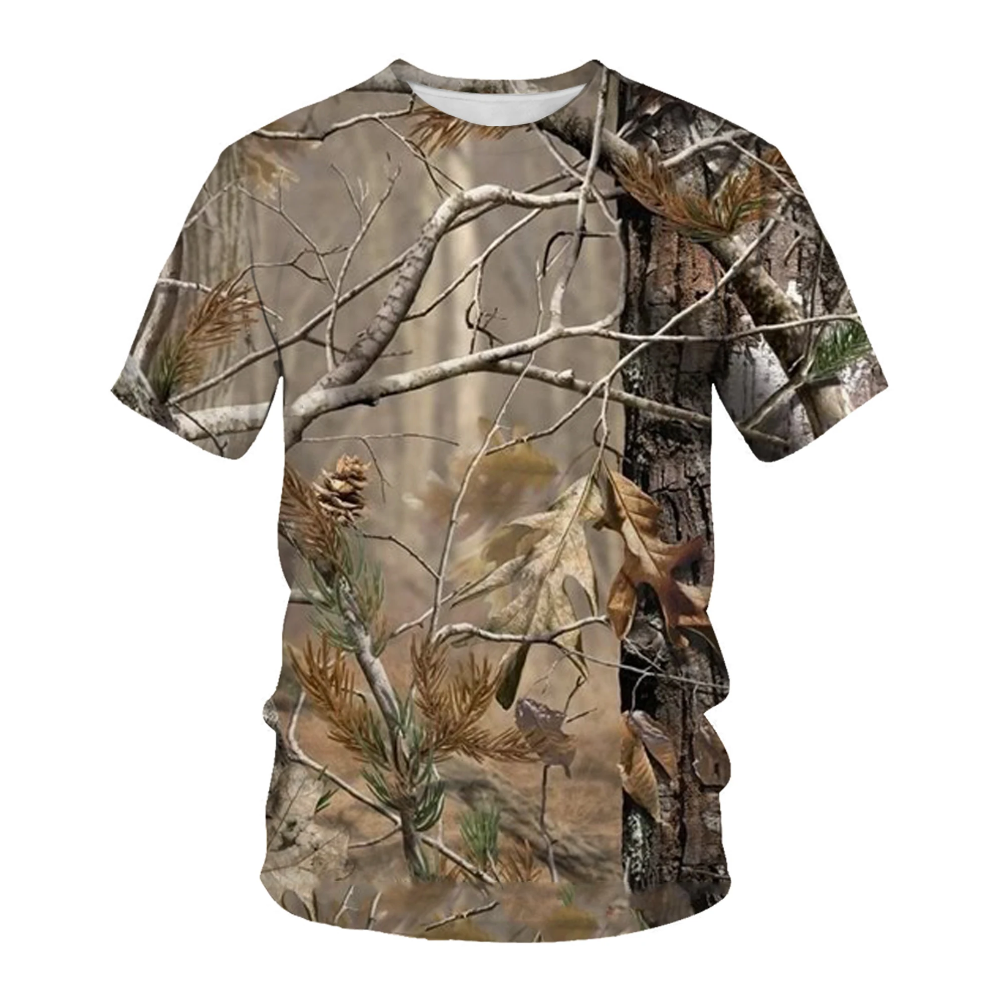 2023 Tree Hunting Light Sport 3D Camo Print T-Shirt Moss Bark Home Casual Fun T-Shirt Da Uomo Estate O Collare Manica Corta