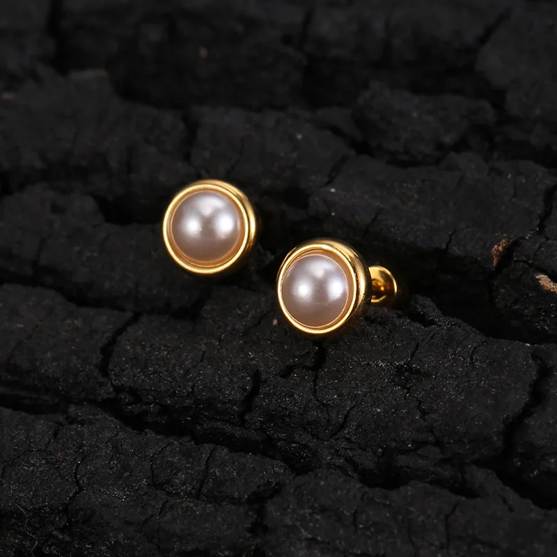 Steel Ear Studs Small Pearl Earrings For Women Simple Exquisite Elegant Earrings Fashion Firm Claws Gold Color Accessories Gifts