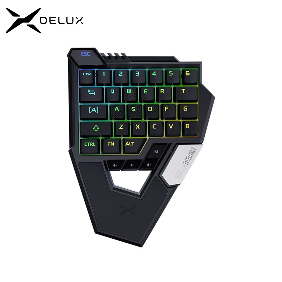 片手キーボード 片手磁気スイッチ付きDELUX-RTS1 RGBゲーミングキーボード,有線
