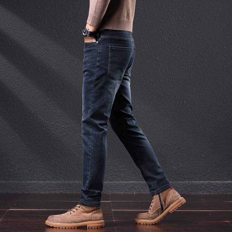 Men's Straight Denim Jeans Classic Stretch Denim Trousers Fashion Brand Soft Black Overalls Elastic Cotton Jeans Size28-40