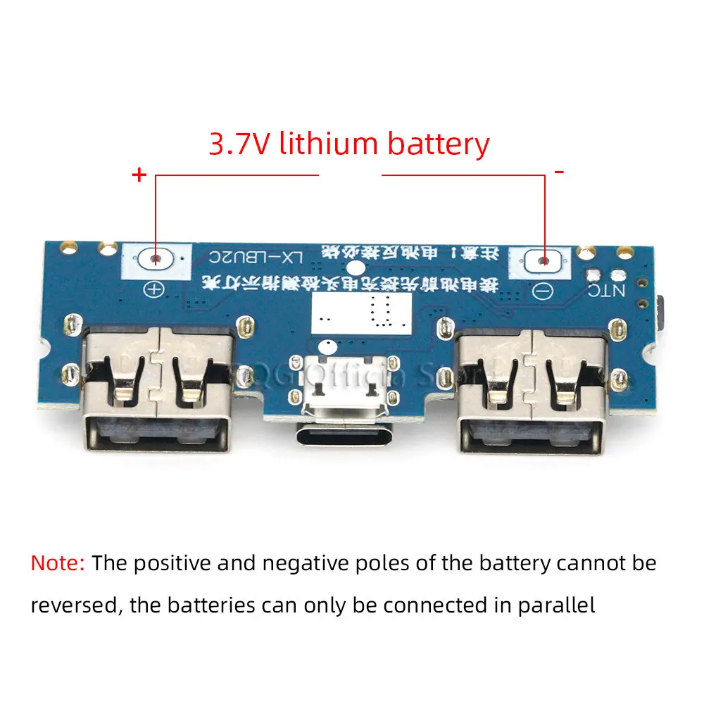 Lithium Batterij Oplader Board Led Dual Usb 5V 2.4A Micro/Type-C Usb Mobiele Power Bank 18650 opladen Module