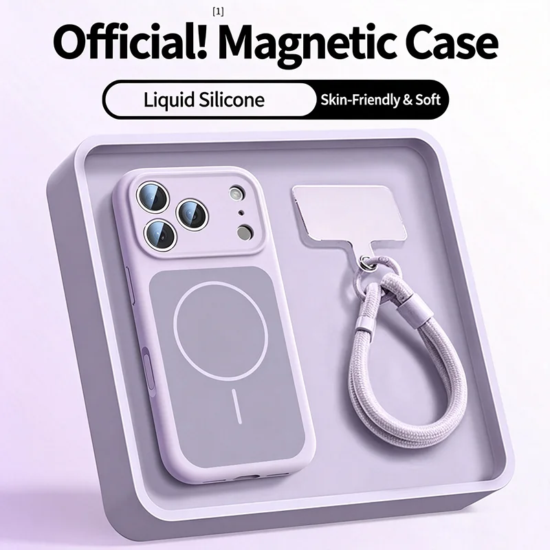 Lanyard Phone Case with Liquid Silicone Magnetic Cover and Magsafe Compatibility