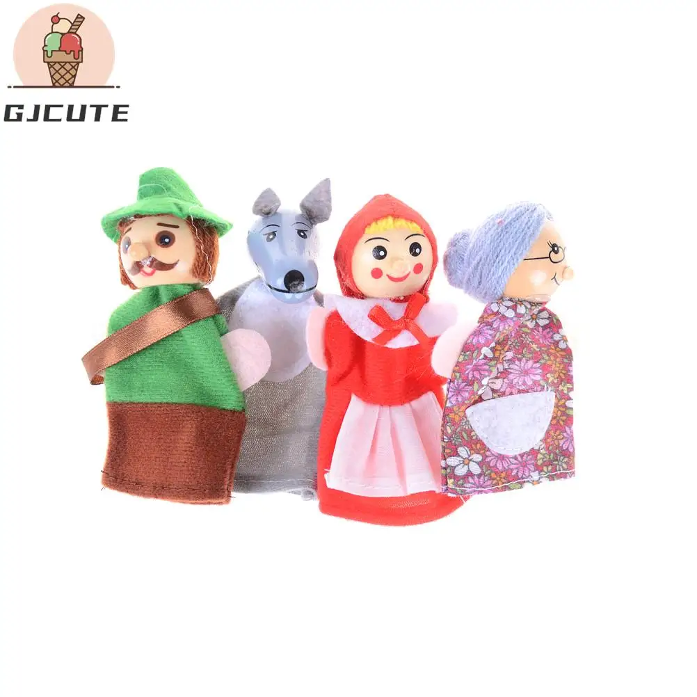 4PCS/Set Storytelling Doll Fairy Tale Little Red Riding Hood Finger Puppets Kids Children Baby Educational Toys