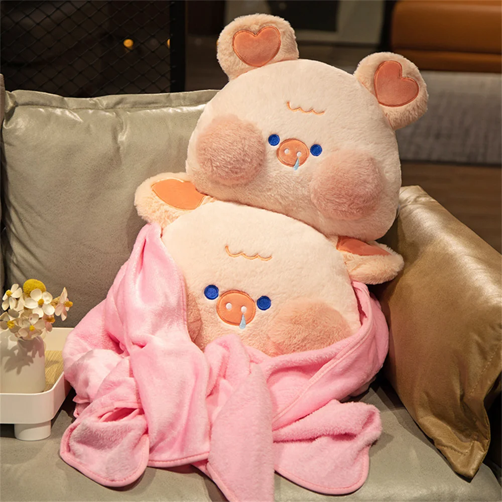 Cute Throw Pillow Animal Face Sleeping Pillows Soft Warm Hands Pillows Student Dormitory Nap Rabbit Cushion Sofa Home Textile 4