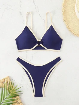 Micro Bikini Halter Swimsuit For Women 2026 Sexy Swimwear Brazilian Bikini Set Thong Biquini Swim Suits Blue Beachwear Female