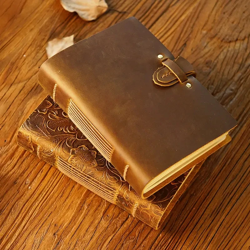 400 Pages Handmade Sketchbook Cowhide Cover Vintage Notebook Creative Notebook Diary Gift