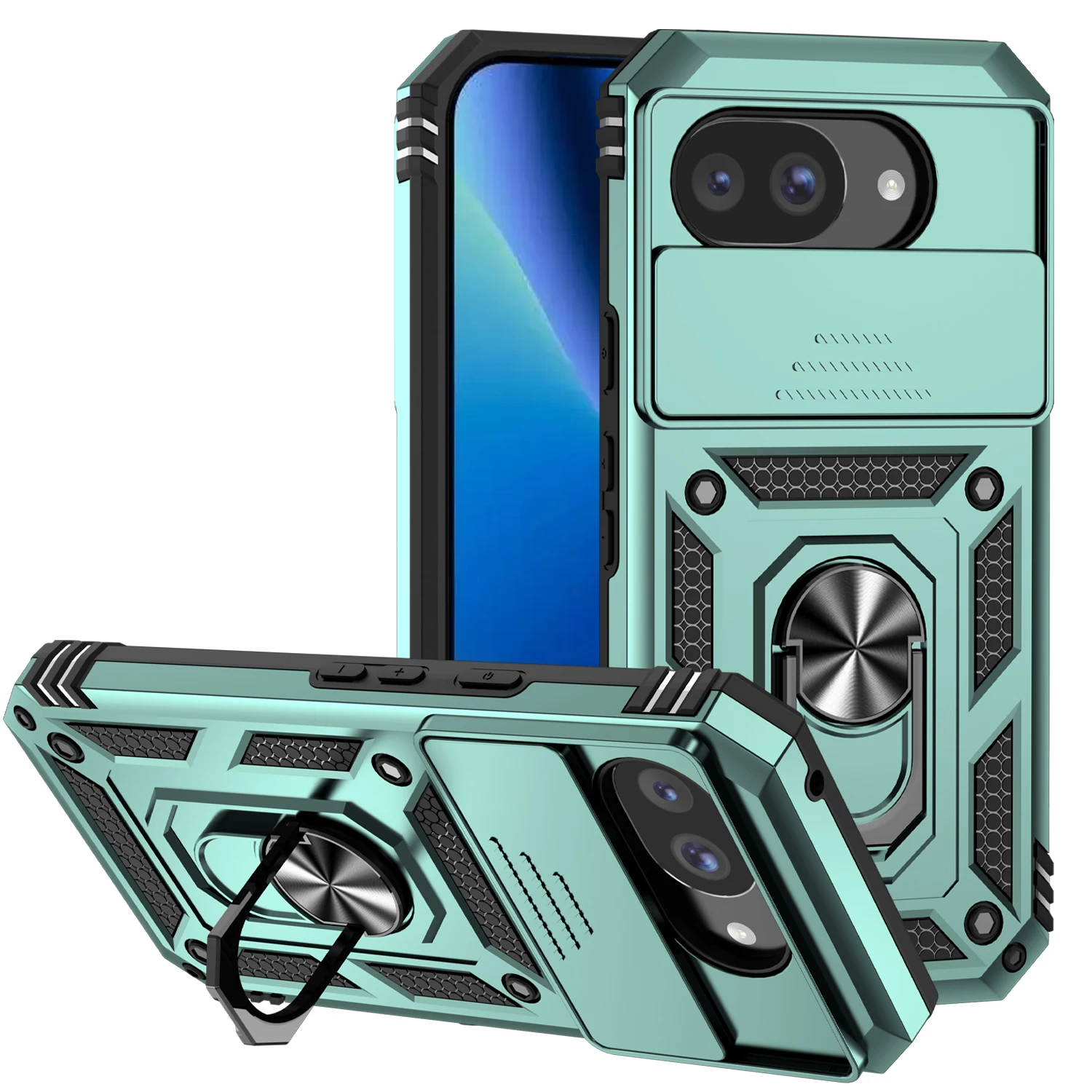 Armor Ring Bracket Push Window Protection Shockproof Phone Case with Magnetic Holder Cover