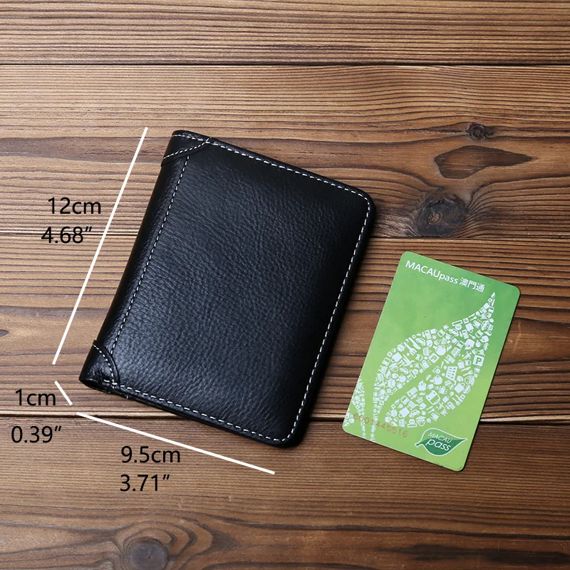 NZPJ Thin Men's Leather Wallet Short Wallet Vertical Top Layer Cowhide Card Holder Men's Coin Purse Bank Card Holder 6