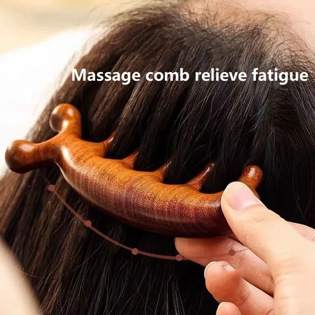 Wooden Massage Comb Scalp Wood Massager Head Oil Massager Scalp Wood Massage Tools AMS01