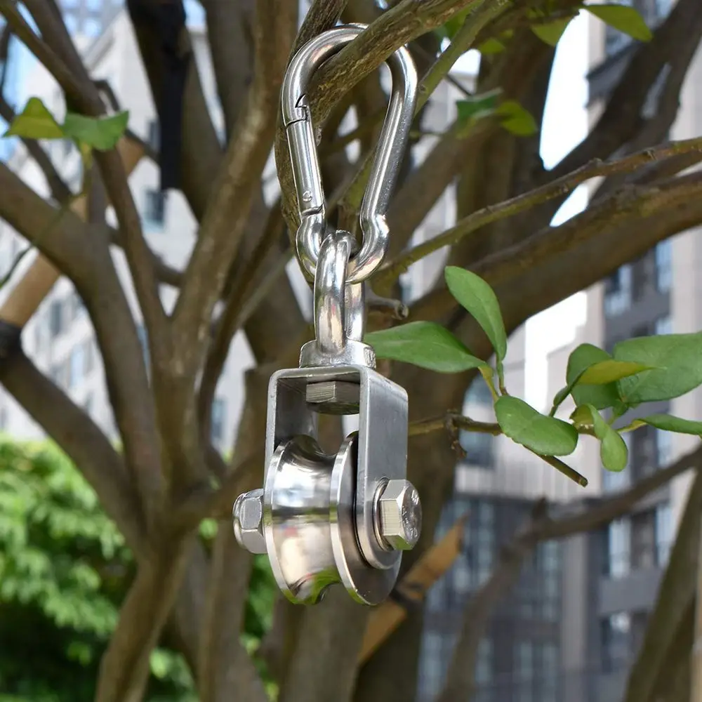 Pulley Wheel Stainless Steel Duplex Bearing Super-Silent Detachable 360 Degree Rotation Pulley System Gym Loading 500KG 6
